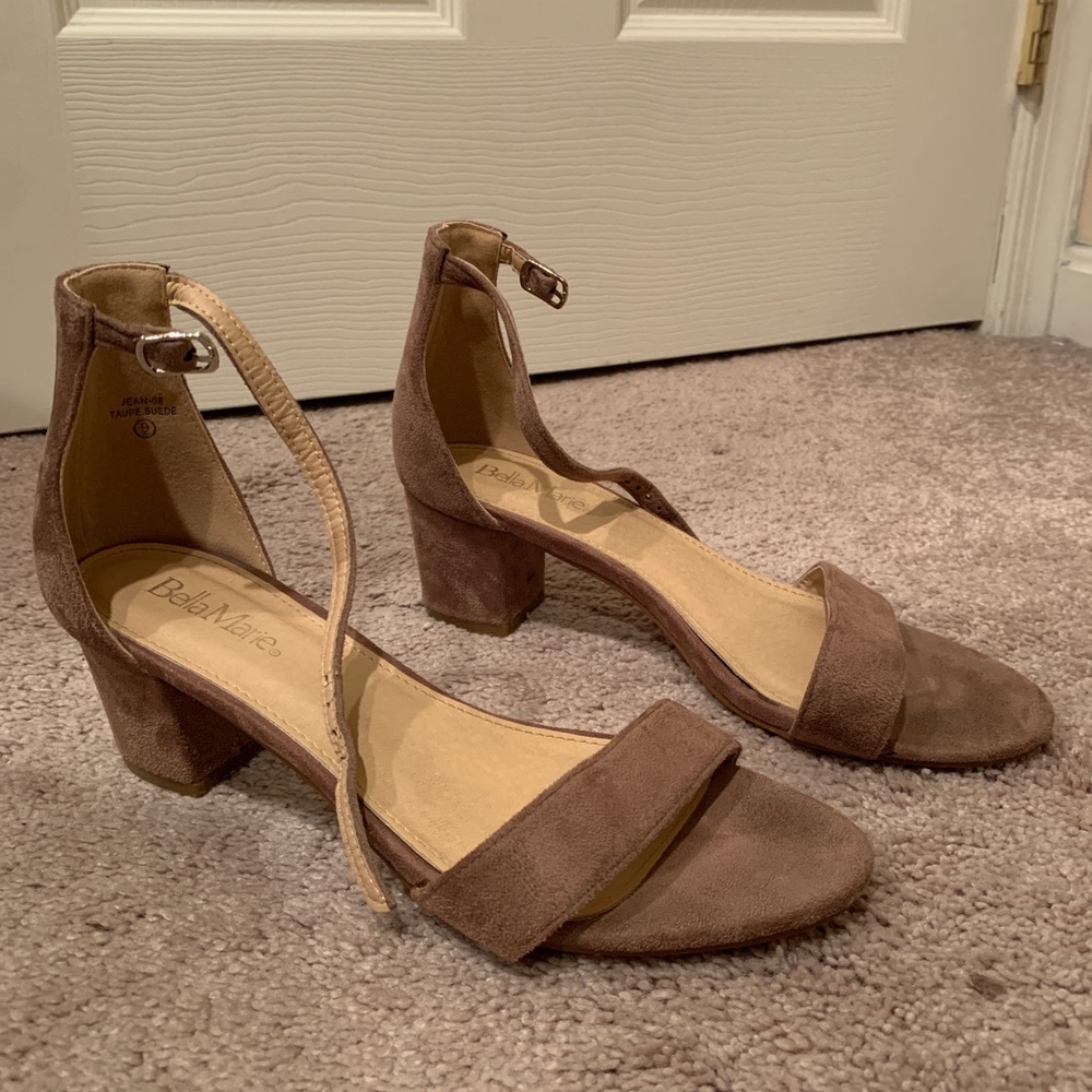 Block heels - Taupe, faux suede